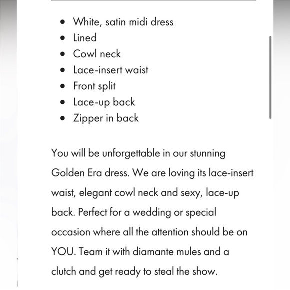 Selfie Leslie - Golden Era Cowl Neck Lace Waist Midi
Dress White - Picture 11 of 12